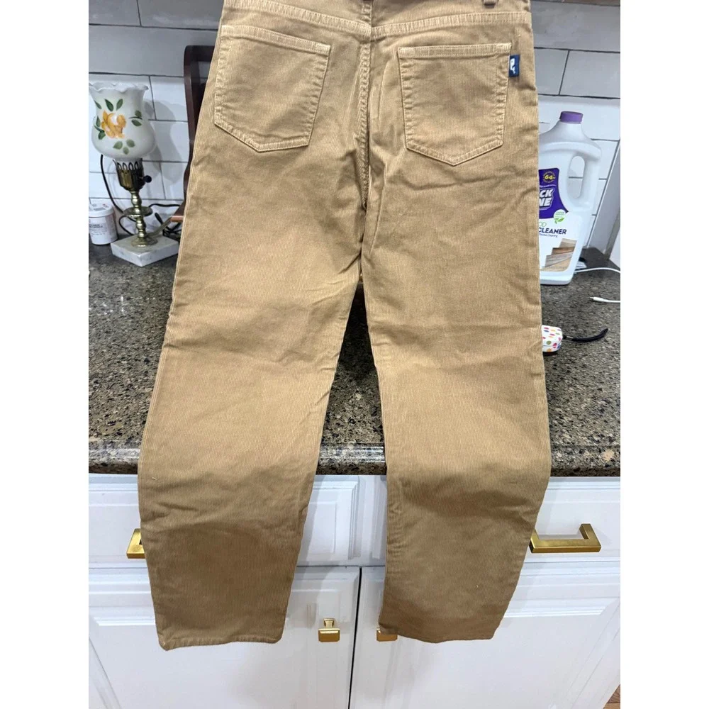 Vineyard Vines Boys Tan Corduroy Pants Size 12 Khaki Straight Leg Whale Logo‎